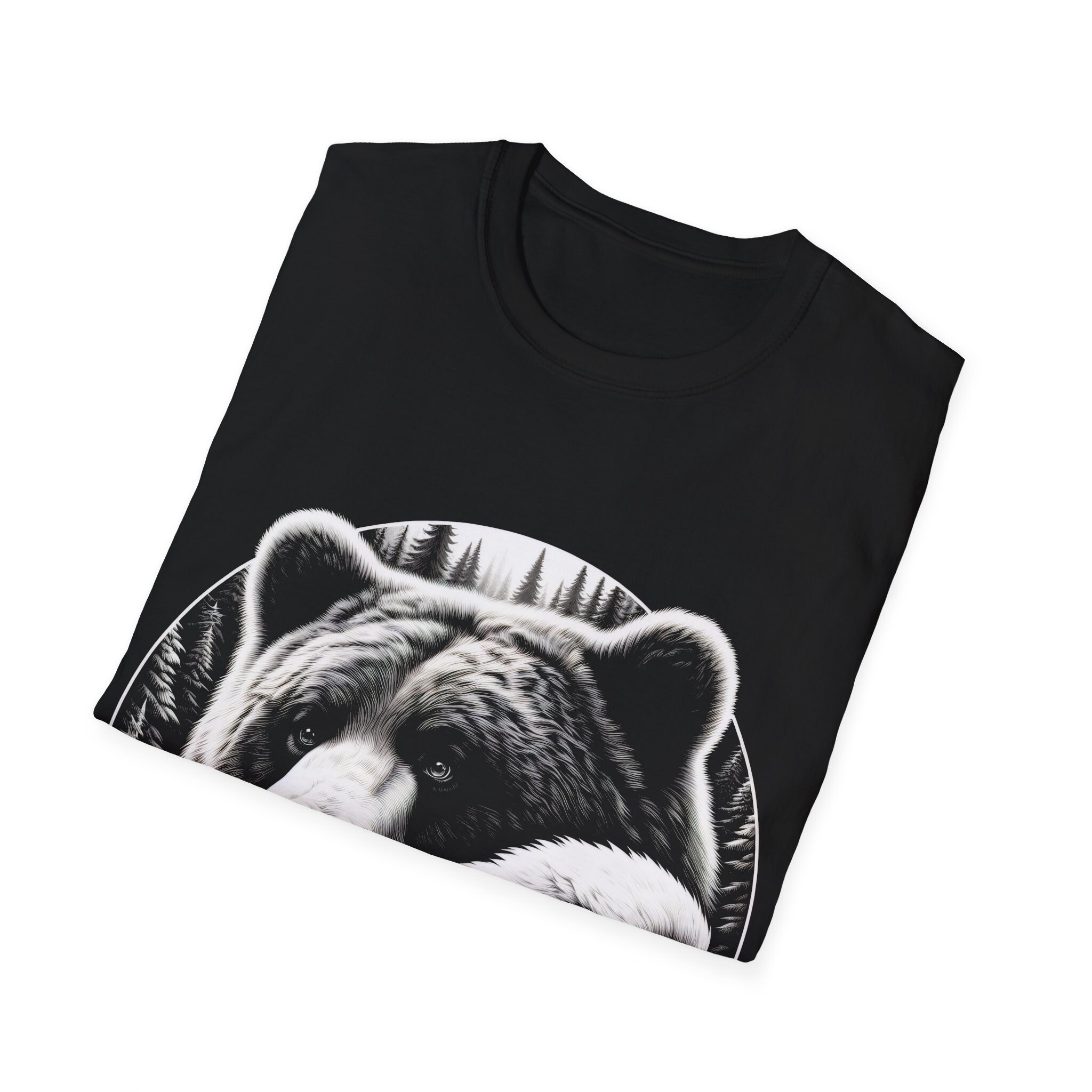 Grey Bear Motif Cotton T-Shirt main image 1