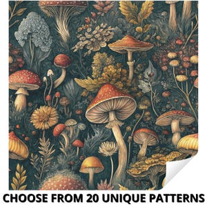 Vintage Dark Mushroom Botanical Luxury lunatique forêt enchantée papier peint amovible amovible, décoration murale traditionnelle