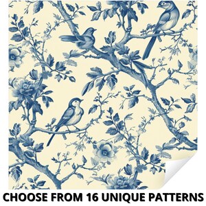 Carta da parati vintage in stile Toile de Jouy, carta da parati rimovibile e autoadesiva con eleganti alberi floreali, carta da parati con uccelli e fiori