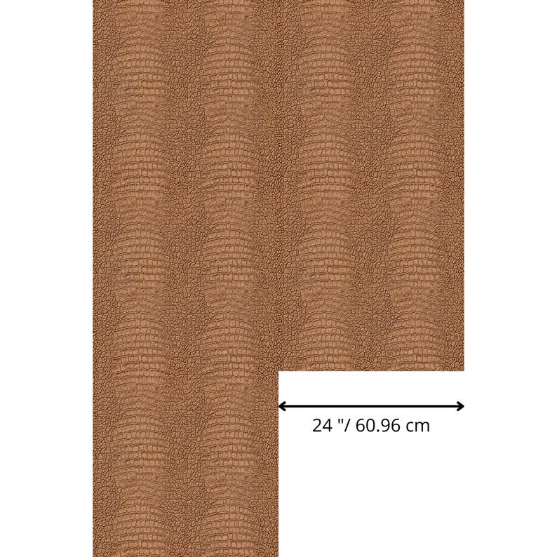 May include: Brown textured wallpaper with a reptile skin pattern. The wallpaper is 24 inches wide, or 60.96 cm. The design features a repeating pattern of scales, creating a realistic and tactile appearance.