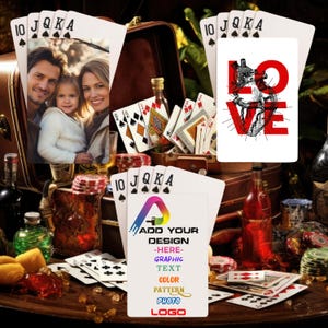 Personalized Playing Cards - Custom Graphic, Photo, Text, Art or Logo Deck, Unique Gift for Couple, Family, Wedding, Game Night, Anniversary