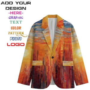 Custom Men’s Suit Blazer with Your Design, Pattern, Color, Printed Cotton Statement Jacket, Personalized Fashion Gift for Him, Wedding, Show