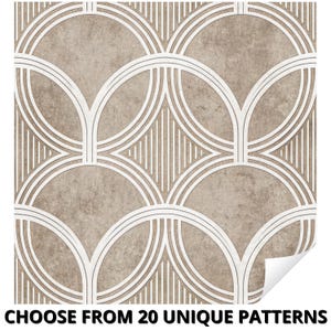 Carta da parati adesiva Art Déco con motivi geometrici marroni e beige, elegante e senza tempo, stile Art Déco.