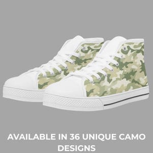Zapatillas altas de lona con estampado de camuflaje colorido: zapatos unisex de camuflaje para hombre y mujer, estilo urbano, idea de regalo atrevida, calzado de moda.