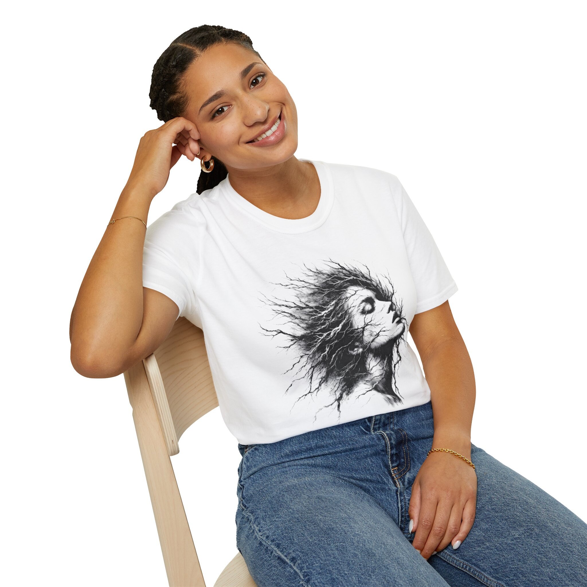 Women's Blue Abstract Graphic T-Shirt