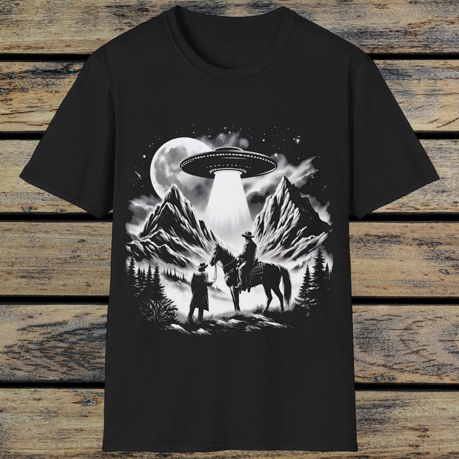 Beagle Cowboy Ink Space Cowboy UFO T-Shirt