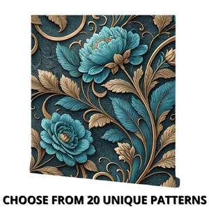 Carta da parati adesiva con motivo floreale barocco vintage di lusso, design senza tempo per interni classici ed eleganti e decorazioni per la casa sofisticate.