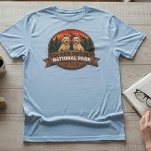Golden Doodle National Park Staff Tee Shirt | Dog Patch Chest & Back Badge
