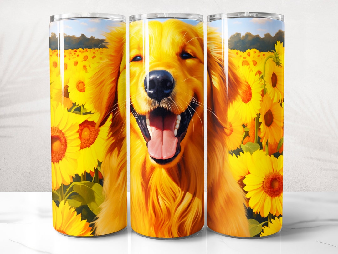 Golden Retriever Tumbler Wrap PNG Design, Dog Tumbler Wrap 20 Oz Skinny ...