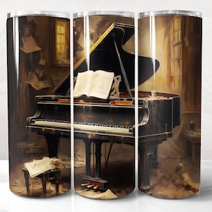 Piano Tumbler Wrap PNG Design, Piano Tumbler Wrap 20 oz Skinny Tumbler Sublimation, Instant Digital Download (+20 Free Designs)