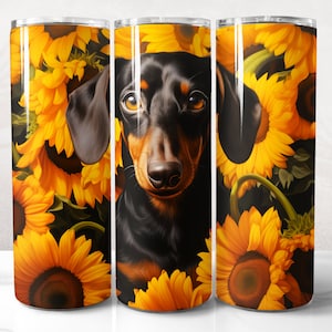 Dackel Becher Wrap PNG Design, Dackel Hund Becher Wrap 20 oz Skinny Becher Sublimation, sofortiger digitaler Download (+20 kostenlose Designs)