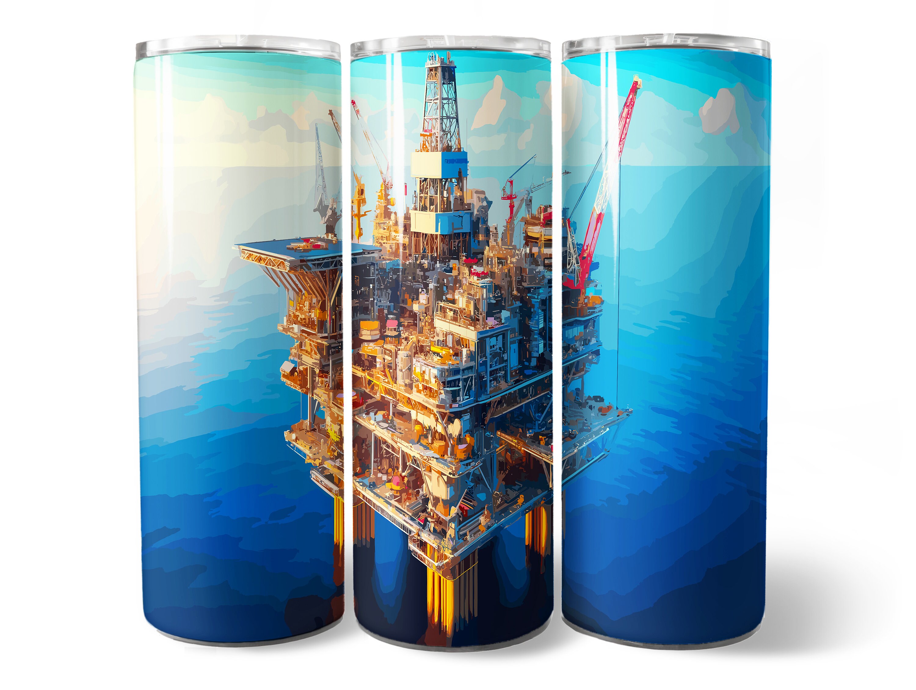 Oil Rig Wrapping Paper Oil Rig Tumbler Wrap PNG Design, Oil Rig Tumbler Wrap 20 Oz Skinny ...
