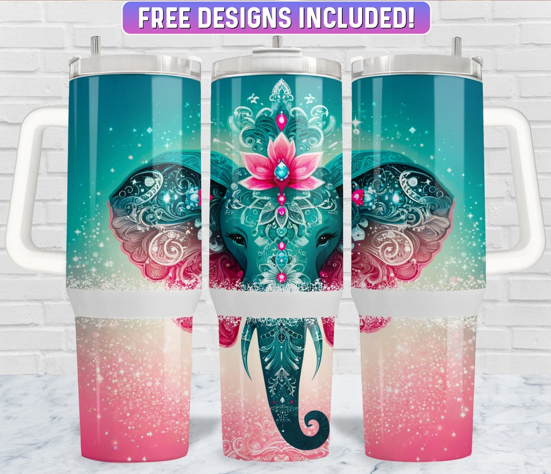 Watercolor Elephants Tumbler Wrap, Wall Art For Door Rooms, 20oz Skinny Tumbler Sublimation...