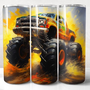 Monster Truck Tumbler Wrap PNG Design, Truck Tumbler Wrap 20 Unzen Skinny Tumble Sublimation, sofortiger digitaler Download (+20 kostenlose Designs)