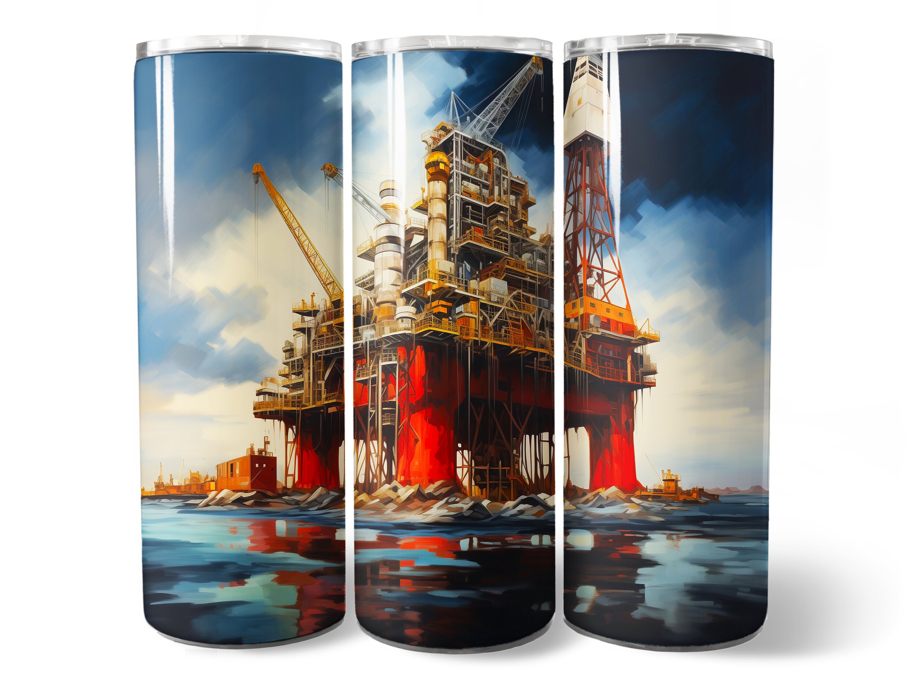 Oil Rig Wrapping Paper Oil Rig Tumbler Wrap PNG Design, Oil Rig Tumbler Wrap 20 Oz Skinny ...