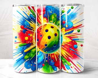 Pickleball Tumbler Wrap PNG Design, Pickleball Tumbler Wrap 20 oz Skinny Tumbler Sublimation, Instant Digital Download (+20 Free Designs)