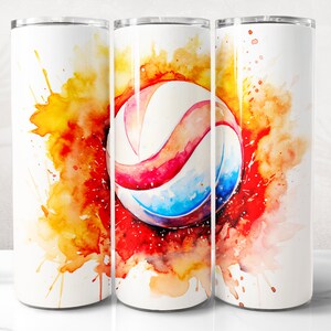 Volleyball Tumbler Wrap PNG Design, Volleyball Tumbler Wrap 20 oz Skinny Tumbler Sublimation, Instant Digital Download (+20 Free Designs)