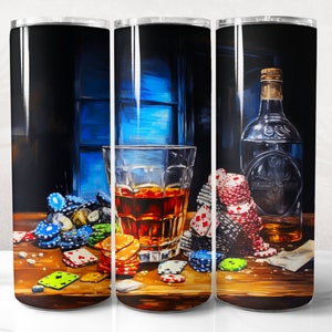 Poker Tumbler Wrap PNG Design, Poker Tumbler Wrap 20 oz Skinny Tumbler Sublimation, Instant Digital Download (+20 Free Designs)