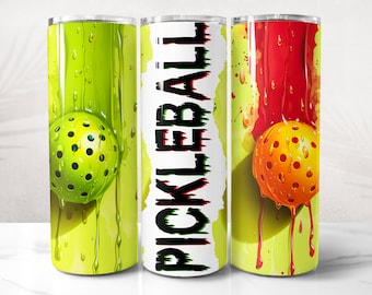 Pickleball Tumbler Wrap PNG Design, Pickleball Tumbler Wrap 20 oz Skinny Tumbler Sublimation, Instant Digital Download (+20 Free Designs)