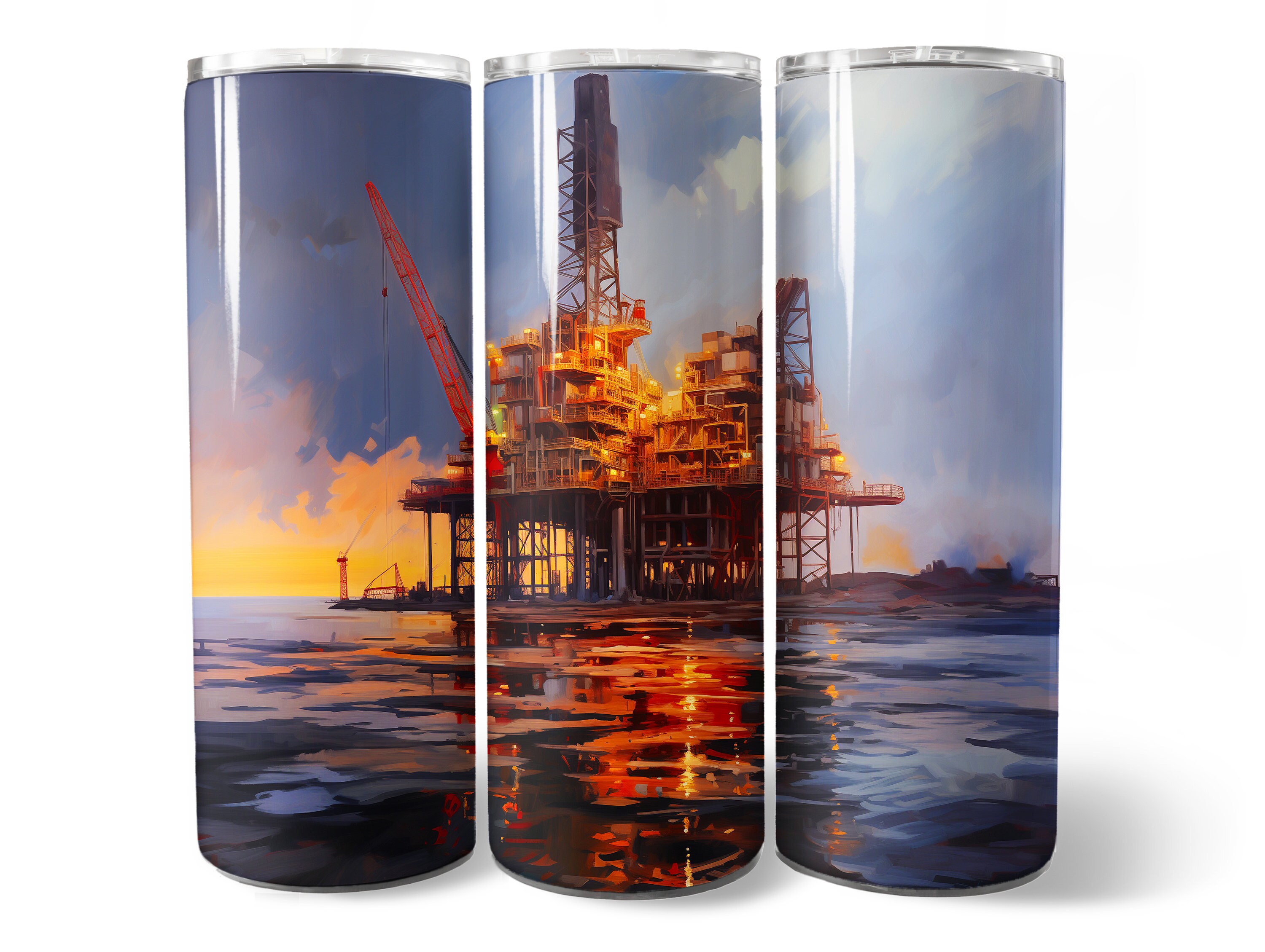 Oil Rig Wrapping Paper Oil Rig Tumbler Wrap PNG Design, Oil Rig Tumbler Wrap 20 Oz Skinny ...