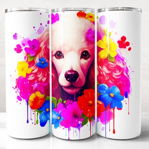 Poodle Tumbler Wrap PNG Design, Poodle Dog Tumbler Wrap 20 oz Skinny Tumbler Sublimation, Instant Digital Download (+20 Free Designs)