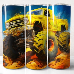 Monster Truck Tumbler Wrap PNG Design, Truck Tumbler Wrap 20 Unzen Skinny Tumble Sublimation, sofortiger digitaler Download (+20 kostenlose Designs)