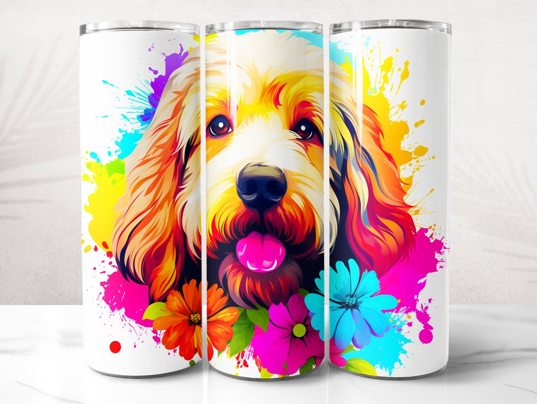 Goldendoodle Tumbler Wrap PNG Design, Dog Tumbler Wrap 20 Oz Skinny ...