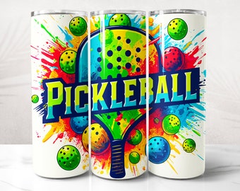 Pickleball Tumbler Wrap PNG Design, Pickleball Tumbler Wrap 20 oz Skinny Tumbler Sublimation, Instant Digital Download (+20 Free Designs)