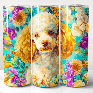 Poodle Tumbler Wrap PNG Design, Poodle Dog Tumbler Wrap 20 oz Skinny Tumbler Sublimation, Instant Digital Download (+20 Free Designs)