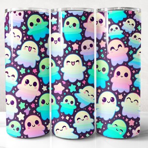 Cute Ghost Halloween Tumbler Wrap PNG Design, Ghost Tumbler Wrap 20 oz Skinny Tumbler Sublimation, Instant Digital Download (+20 Free Design