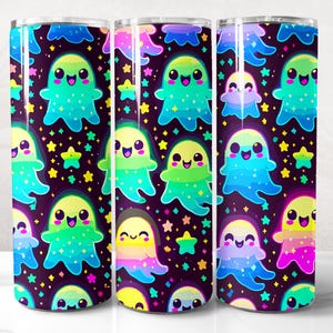 Cute Ghost Halloween Tumbler Wrap PNG Design, Ghost Tumbler Wrap 20 oz Skinny Tumbler Sublimation, Instant Digital Download (+20 Free Design