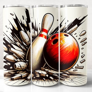 Bowling Tumbler Wrap PNG Design, Bowling Tumbler Wrap 20 oz Skinny Tumbler Sublimation, Instant Digital Download (+20 Free Designs)