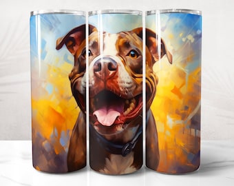 Pitbull Tumbler Wrap PNG Design, Pitbull Dog Tumbler Wrap 20 oz Skinny Tumbler Sublimation, Instant Digital Download (+20 Free Designs)