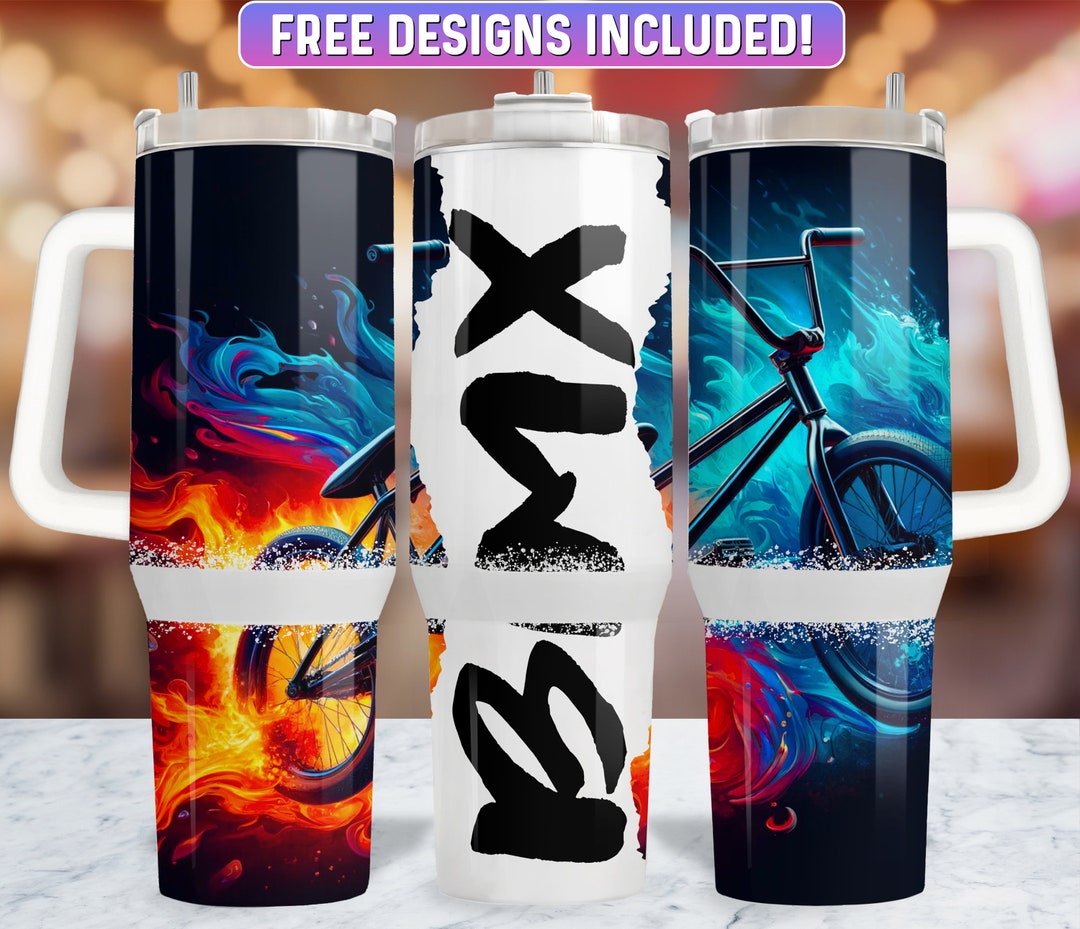 Bmx 40oz Tumbler Wrap PNG Design, BMX 40oz Quencher Tumbler Sublimation ...
