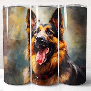 German Shepherd Tumbler Wrap PNG Design, Dog Tumbler Wrap 20 oz Skinny Tumbler Sublimation, Instant Digital Download (+20 Free Designs)