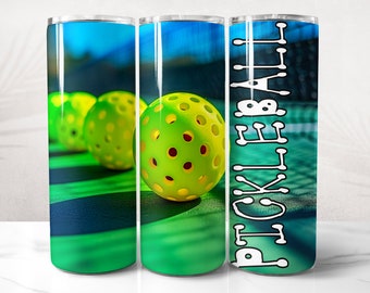 Pickleball Tumbler Wrap PNG Design, Pickleball Tumbler Wrap 20 oz Skinny Tumbler Sublimation, Instant Digital Download (+20 Free Designs)