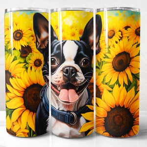 Boston Terrier Tumbler Wrap PNG Design, Dog Tumbler Wrap 20 oz Skinny Tumbler Sublimation, Instant Digital Download (+20 Free Designs)