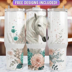 Horse 40oz Tumbler Wrap PNG Design, Horse 40oz  Quencher Tumbler Sublimation Wrap, 40 oz Tumbler PNG, Instant Download (+20 Free Designs)