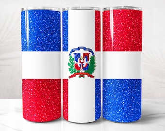 Dominikanische Republik Tumbler Wrap PNG Design, Flagge Tumbler Wrap 20 oz Skinny Tumbler Sublimation, sofortiger digitaler Download (+20 kostenlose Designs)