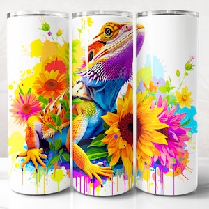 Bearded Dragon Tumbler Wrap PNG Design, Dragon Tumbler Wrap 20 oz Skinny Tumbler Sublimation, Instant Digital Download (+20 Free Designs