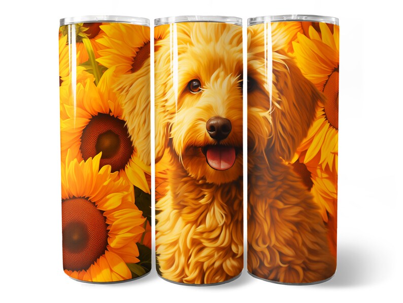 Goldendoodle Tumbler Wrap PNG Design, Dog Tumbler Wrap 20 Oz Skinny ...