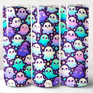 Cute Ghost Halloween Tumbler Wrap PNG Design, Ghost Tumbler Wrap 20 oz Skinny Tumbler Sublimation, Instant Digital Download (+20 Free Design