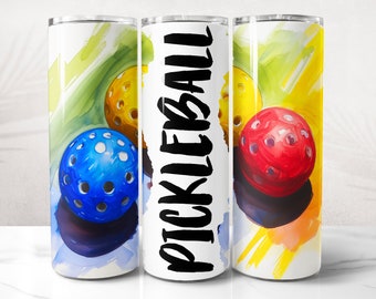 Pickleball Tumbler Wrap PNG Design, Pickleball Tumbler Wrap 20 oz Skinny Tumbler Sublimation, Instant Digital Download (+20 Free Designs)