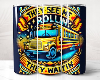 Schulbus Tumbler Wrap PNG Design, Schulbus Tumbler Wrap 20 Unze Skinny Tumble Sublimation, sofortiger digitaler Download (+20 kostenlose Designs)
