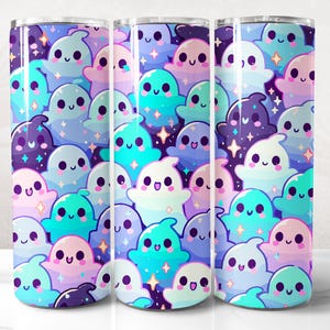 Cute Ghost Halloween Tumbler Wrap PNG Design, Ghost Tumbler Wrap 20 oz Skinny Tumbler Sublimation, Instant Digital Download (+20 Free Design