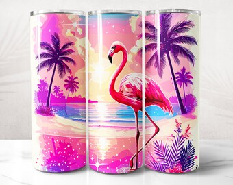 Flamingo Tumbler Wrap PNG Design, Flamingo Tumbler Wrap 20 oz Skinny Tumbler Sublimation, Instant Digital Download (+20 Free Designs)