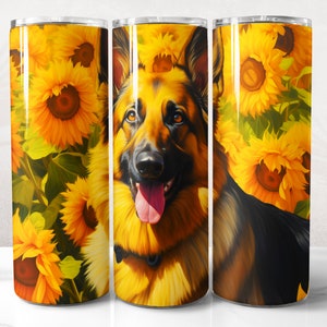 German Shepherd Tumbler Wrap PNG Design, Dog Tumbler Wrap 20 oz Skinny Tumbler Sublimation, Instant Digital Download (+20 Free Designs)