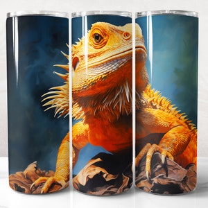 Bearded Dragon Tumbler Wrap PNG Design, Dragon Tumbler Wrap 20 oz Skinny Tumbler Sublimation, Instant Digital Download (+20 Free Designs)