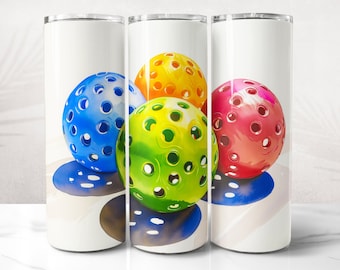 Pickleball Tumbler Wrap PNG Design, Pickleball Tumbler Wrap 20 oz Skinny Tumbler Sublimation, Instant Digital Download (+20 Free Designs)