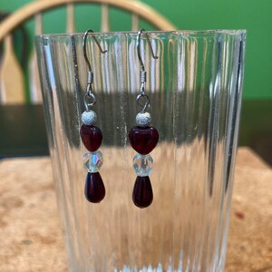 Red and crystal heart earrings
